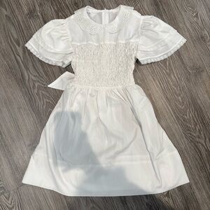 Vintage Polly Flinders Heirloom Hand-Smocked White Dress Girls Size 7